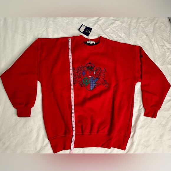 Vintage 80s 90s Pringle Sports Red Crest Sweatshirt Hong Kong Unisex NWT Sz L - Picture 8 of 10